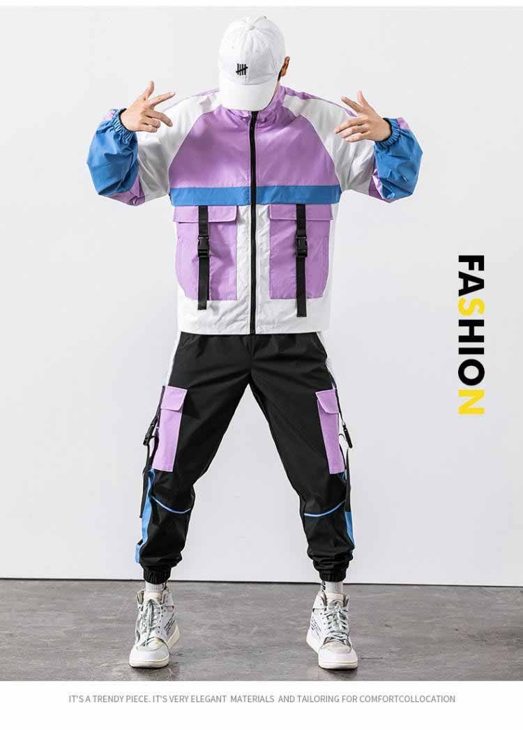 Spring And Autumn Sports Suit Street Trendy Boys Casual Workwear Jacket Multi-pocket Trousers Two-piece Set