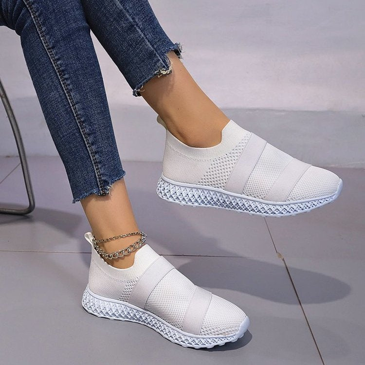 Autumn Set Of Feet Elastic Decoration Flying Woven Casual Shoes Women