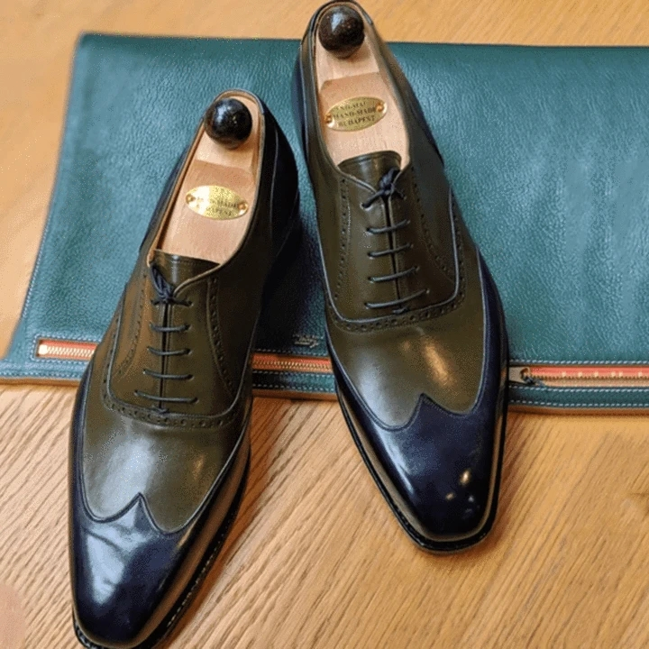 Atmungsaktive High-End-Herrenschuhe von Goodyear mit geschnitzter Spitze im britischen Stil