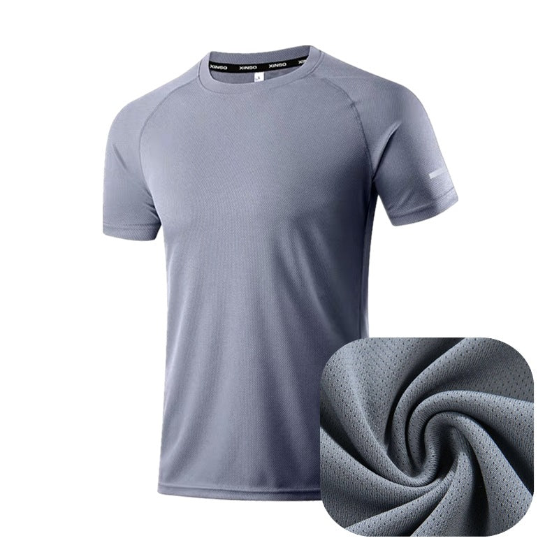 Men's New Mesh Ice Silk T-Shirt Short Sleeve Sports Casual