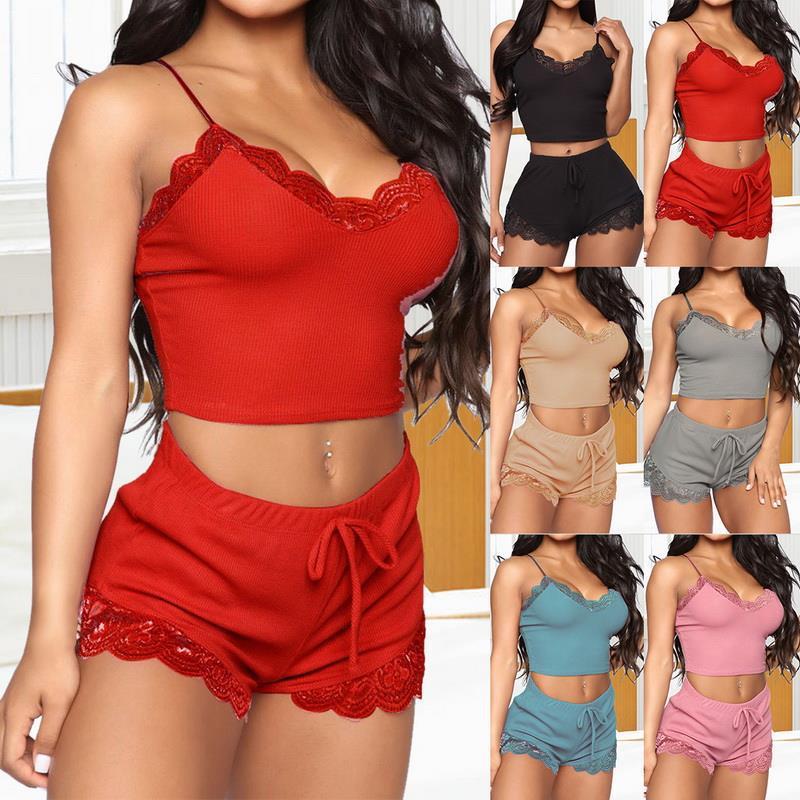 Women's European And American Lace Lingerie Shorts Set