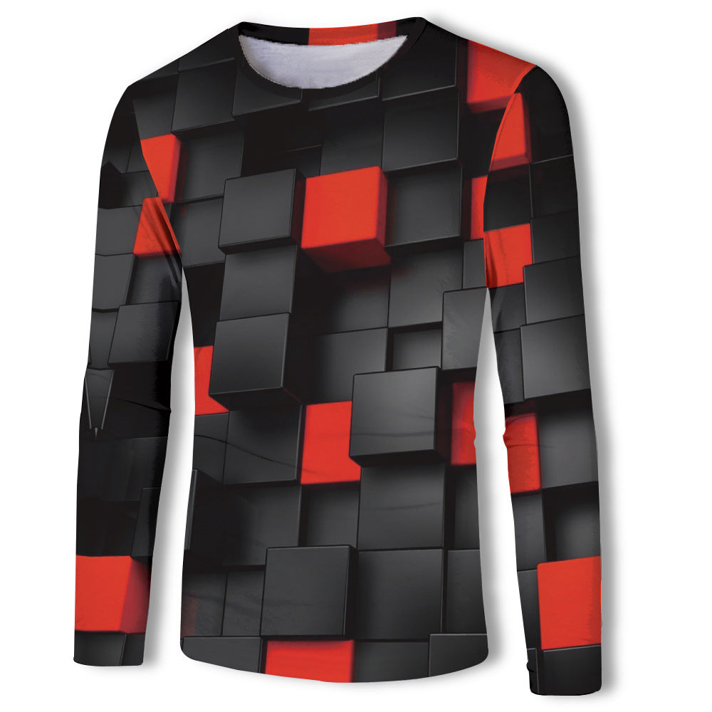 Square Men's Long Sleeve T-Shirt 3D Digital Printing