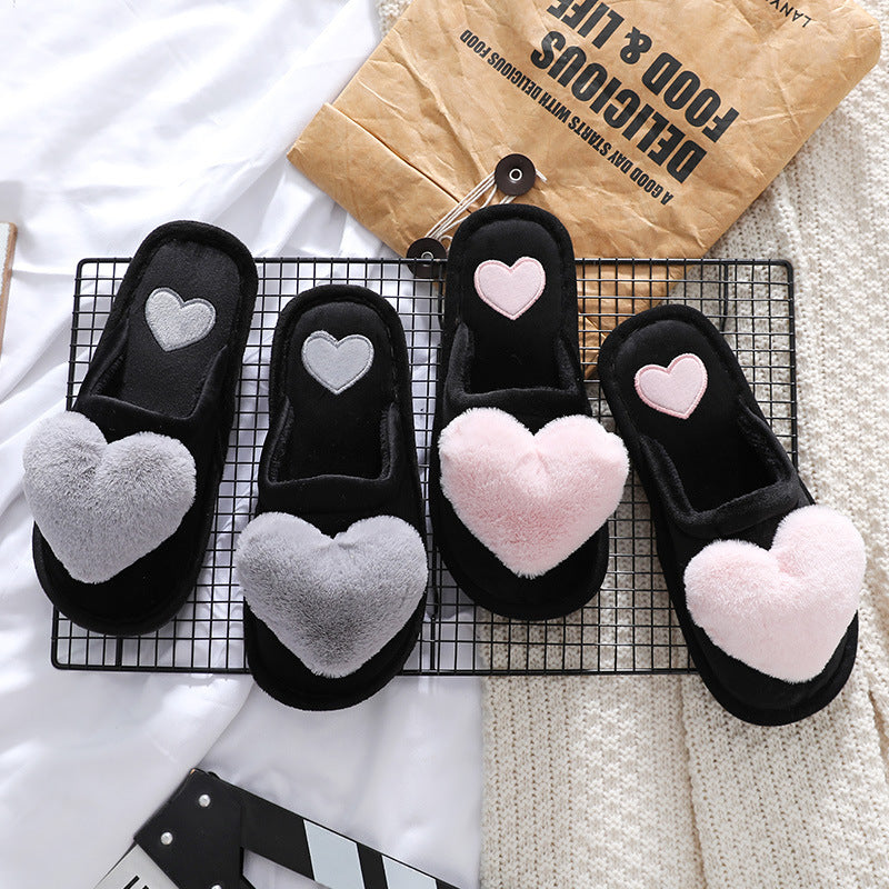 Cute Love Slipper Winter Warm Fluffy Shoes Home Slippers For Valentine's Day