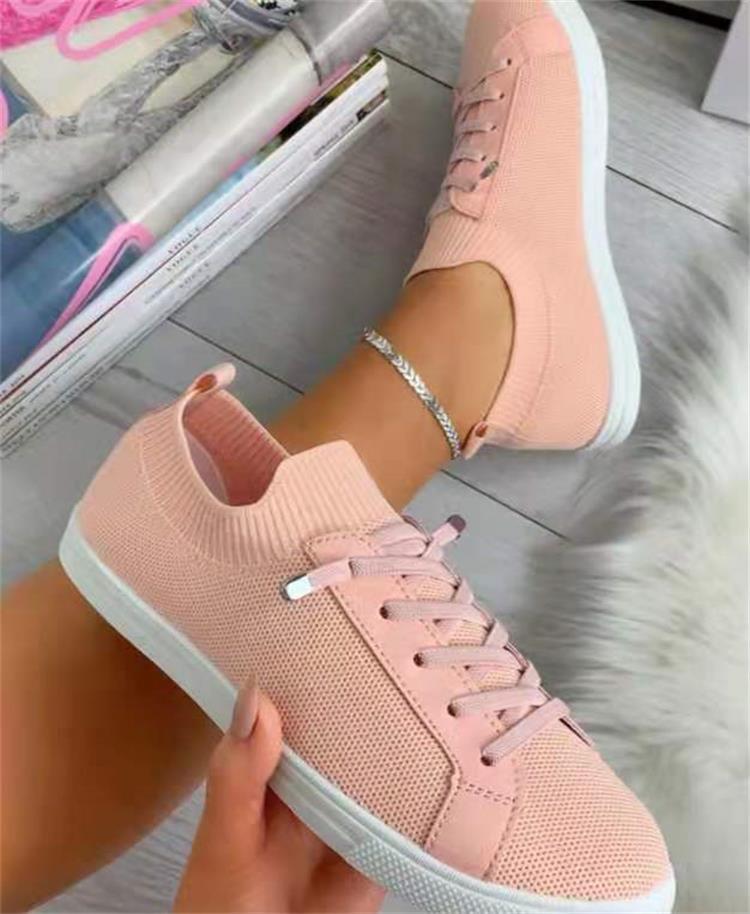 Flat Lace-Up Fly Woven Mesh Breathable Shoes