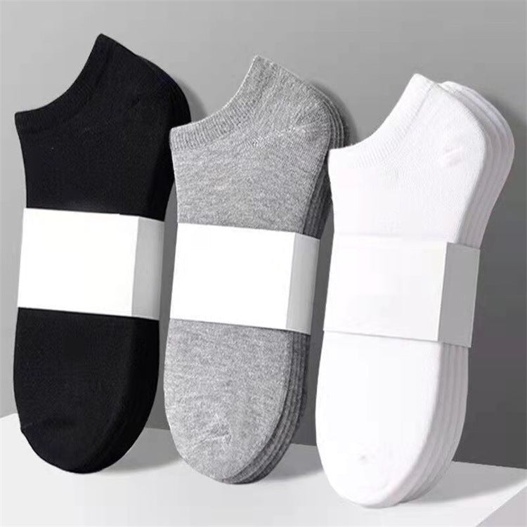 Calcetines de barco grises blancos y negros de color sólido para hombres