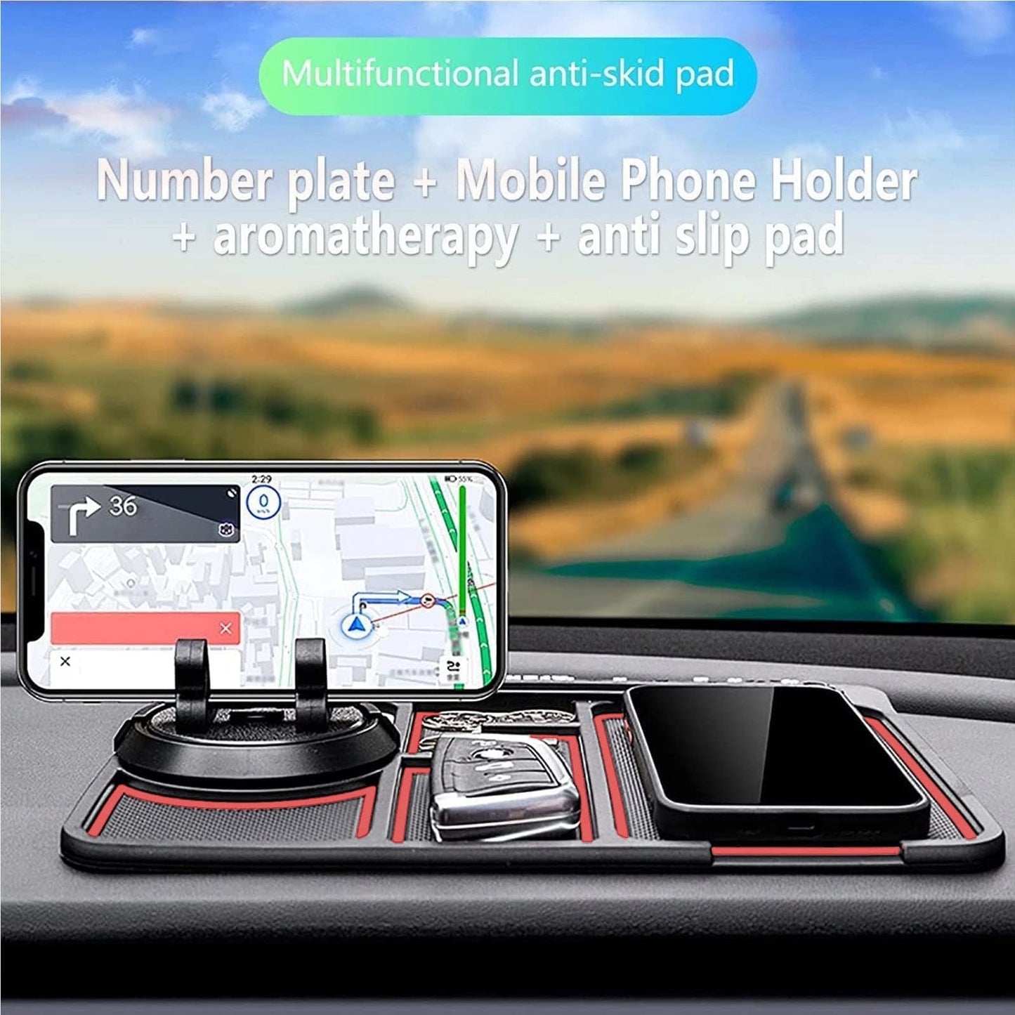 Rutschfeste Auto-Handy-Pad für 4-in-1-Auto-Parkplatz-Nummernkarte, Anti-Rutsch-Matte, Auto-Handy-Halter, klebrige Anti-Rutsch-Dash-Telefonhalterung