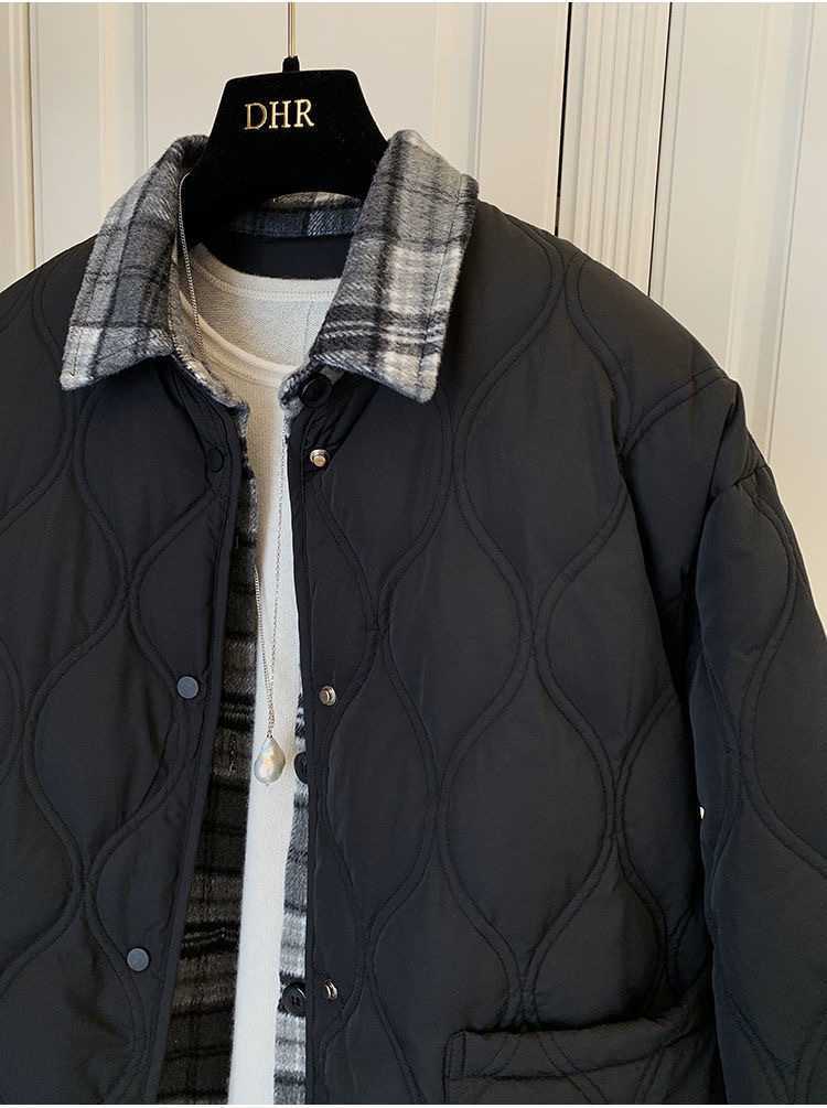 Vintage Plaid Shirt Fake Two Cotton-padded Jacket