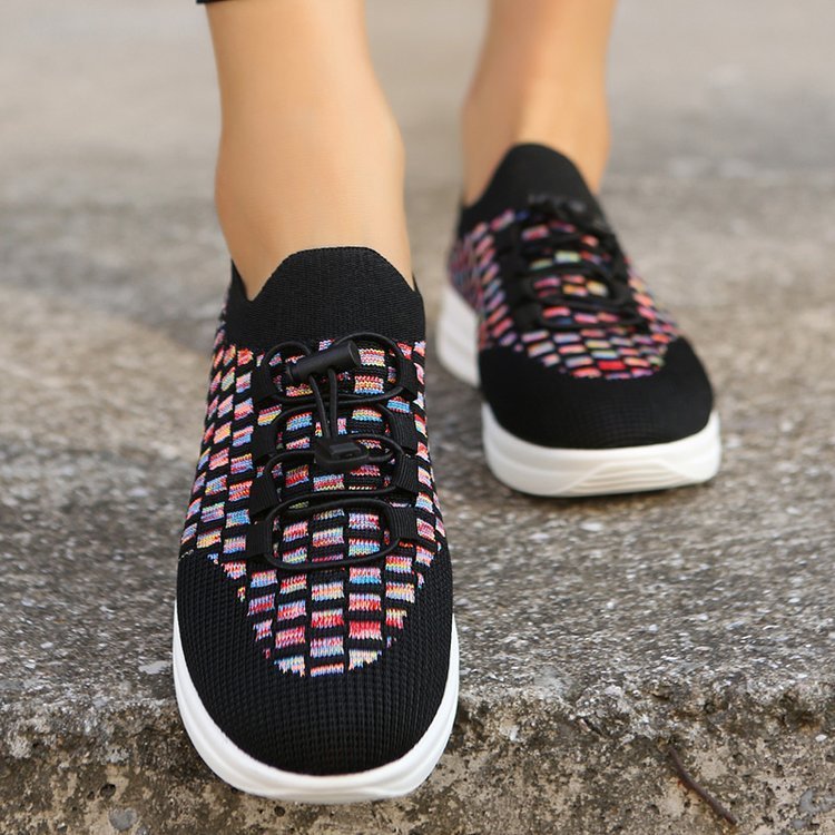 Casual Fashion Running Shoes Flying Woven Women's Breathable Shoes