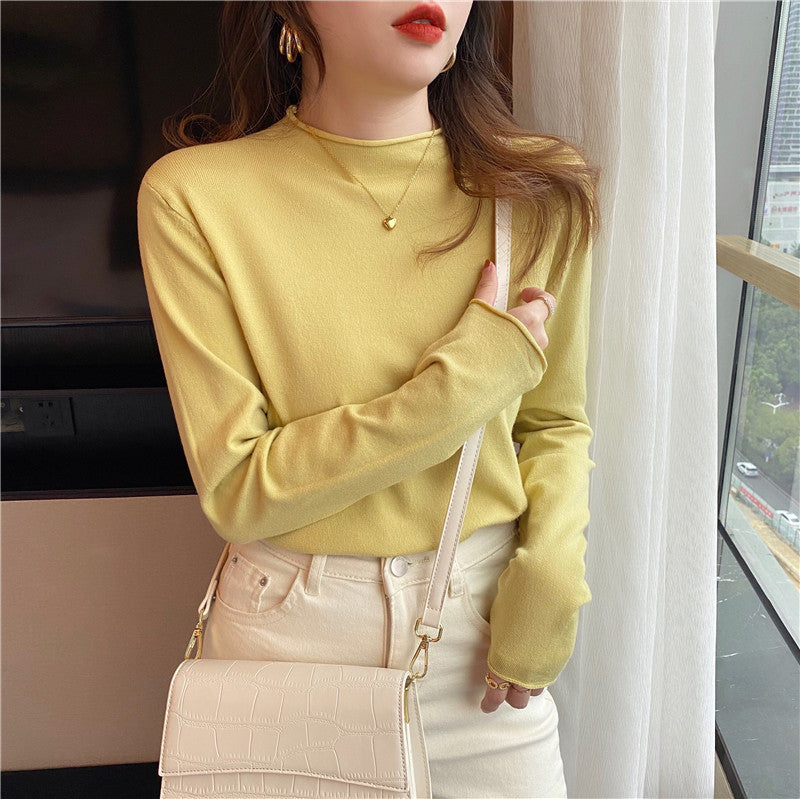 Spring And Autumn New Thin Mock Neck Sweater Women