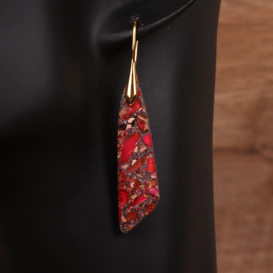 Bohemian Emperor Stone Geometric Pendant Earrings