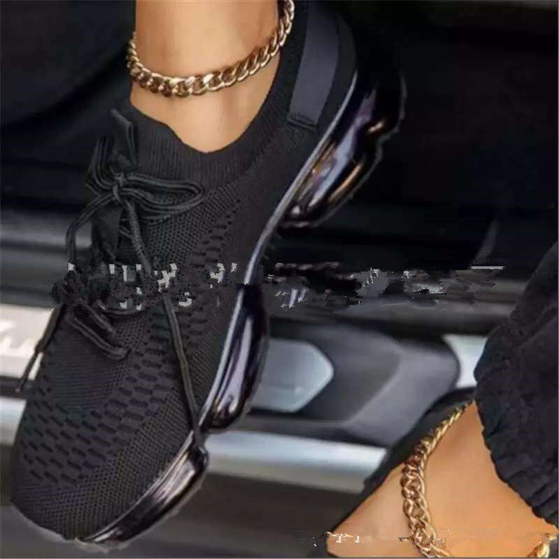 New Style Flying Woven Stretch Solid Color Comfortable Casual Shoes