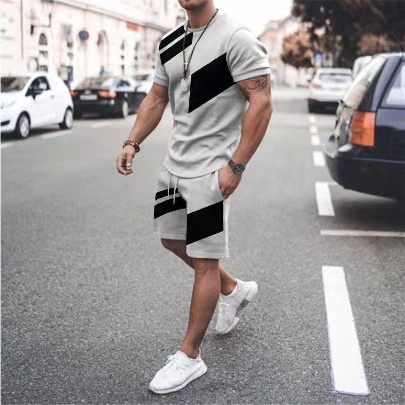 Men's Loose Fashion Casual Round Neck T-shirt Two-piece Set Product information: Fabric name: Polyester Main fabric composition: acetate fiber Size: XXS,XS,S,M,L,XL,XXL,XXL,XXXXL,5XL,6XL Suitable season: Summer Style: Casul Size: Note: 1. Asian sizes are