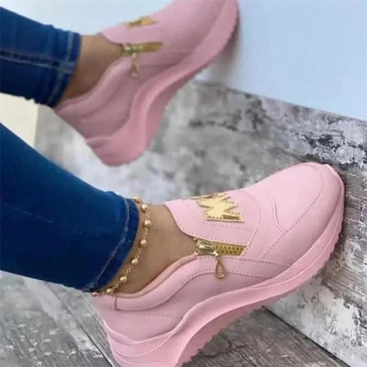 Platform Zipper One-Step Solid Color Casual Shoes