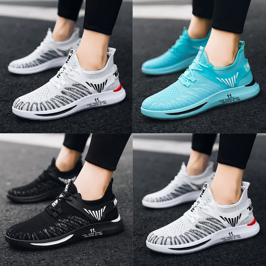 Breathable Fly Woven Lace Low Top Round Toe Large Size Casual Sports Shoes For Men