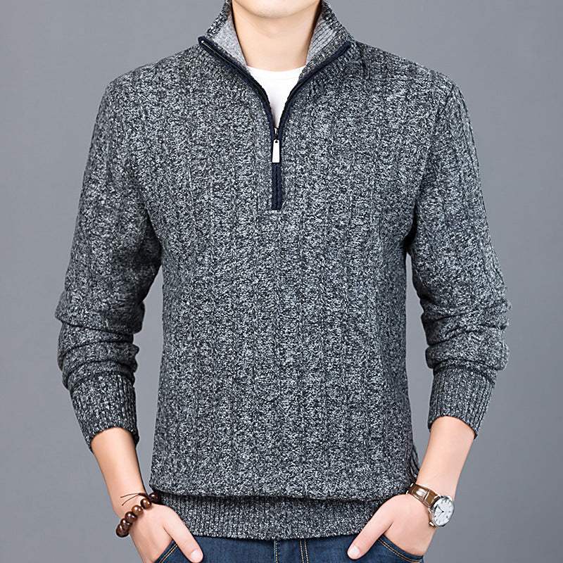 Thickened Half High Neck Long Sleeve Sweater Men