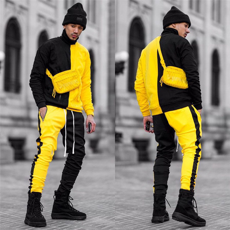 Contrasting Color Matching Fashion Sports Sweatshirt Sweatpants