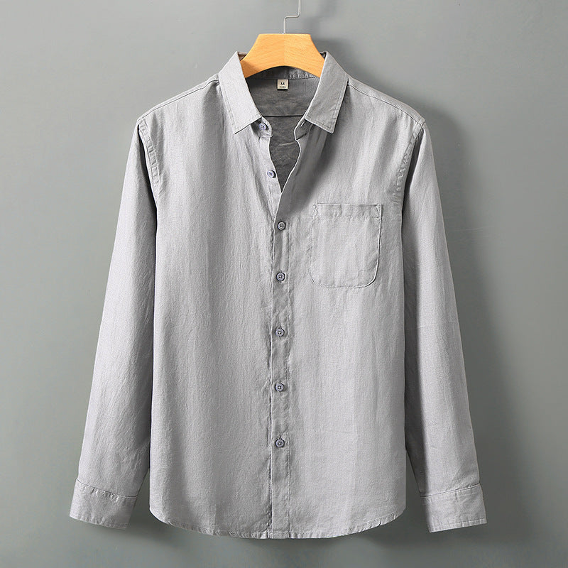 Summer New Casual Linen Shirt Men's Loose Standing Collar