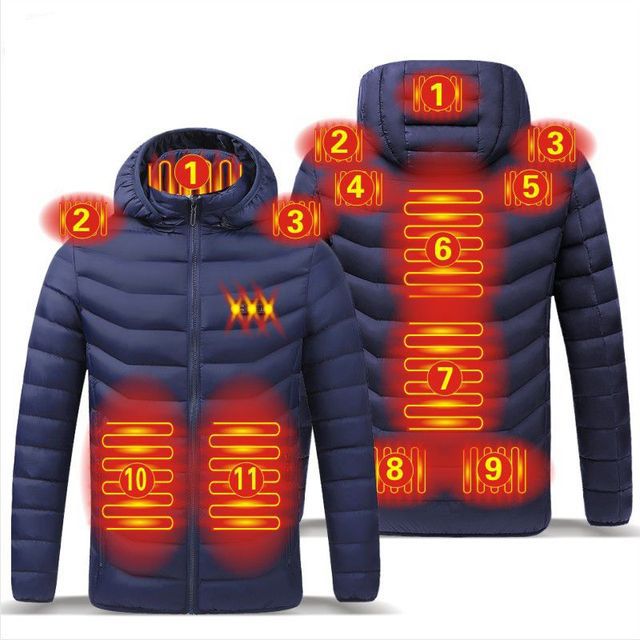 Chaqueta de hombre de algodón con calefacción inteligente con carga USB de algodón con calefacción de invierno