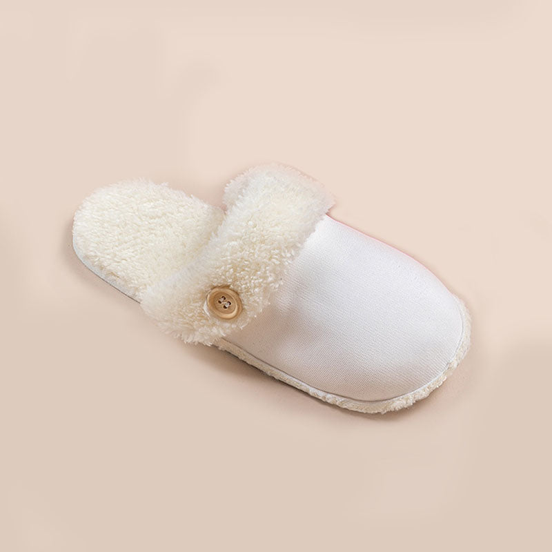 New Detachable House Slippers Winter Warm Waterproof Removable Fluffy Slippers With Button Design Non-slip Plush Shoes For Women Men