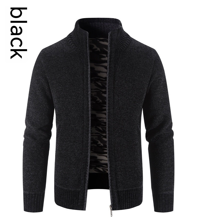 Men's Jacket Knitwear Autumn And Winter Fleece Lined Padded Warm Keeping Cardigan Product information: Color: 8811 navy blue, 8811 Black, 8811 wine red, 8811 light gray, 8811 dark gray Suitable for people: Plus size Size: M,L,XL,2XL,3XL Version: Loose Sty