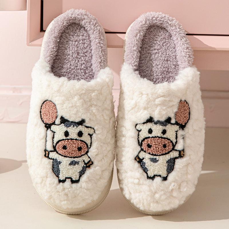 Cartoon Plush Cotton Slippers Women's Winter Warm Dormitory Non-slip