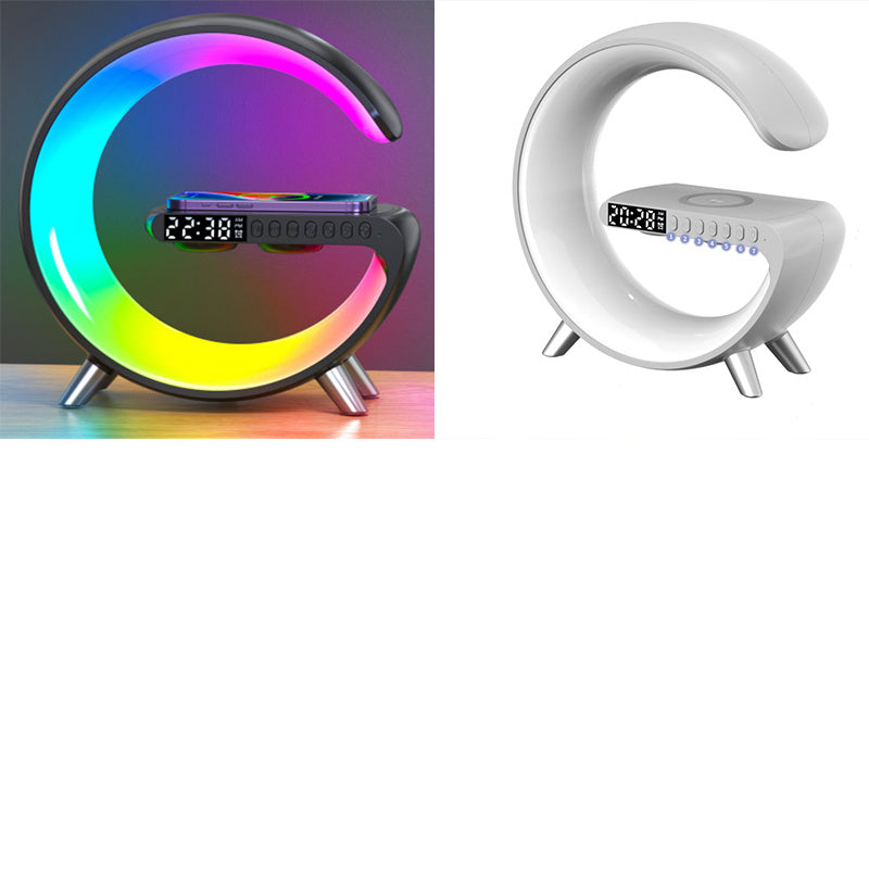 New Intelligent G Shaped LED Lamp Bluetooth Speaker Wireless Charger Atmosphere Lamp App Control For Bedroom Home Decor