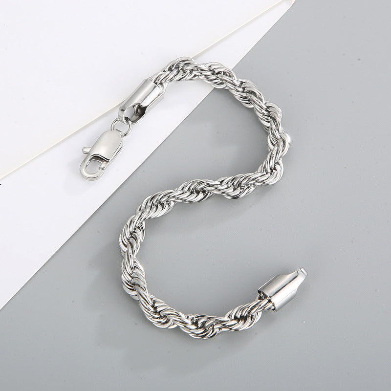 Gold Double Color Twist Chain Stainless Steel Bracelet For Men And Women