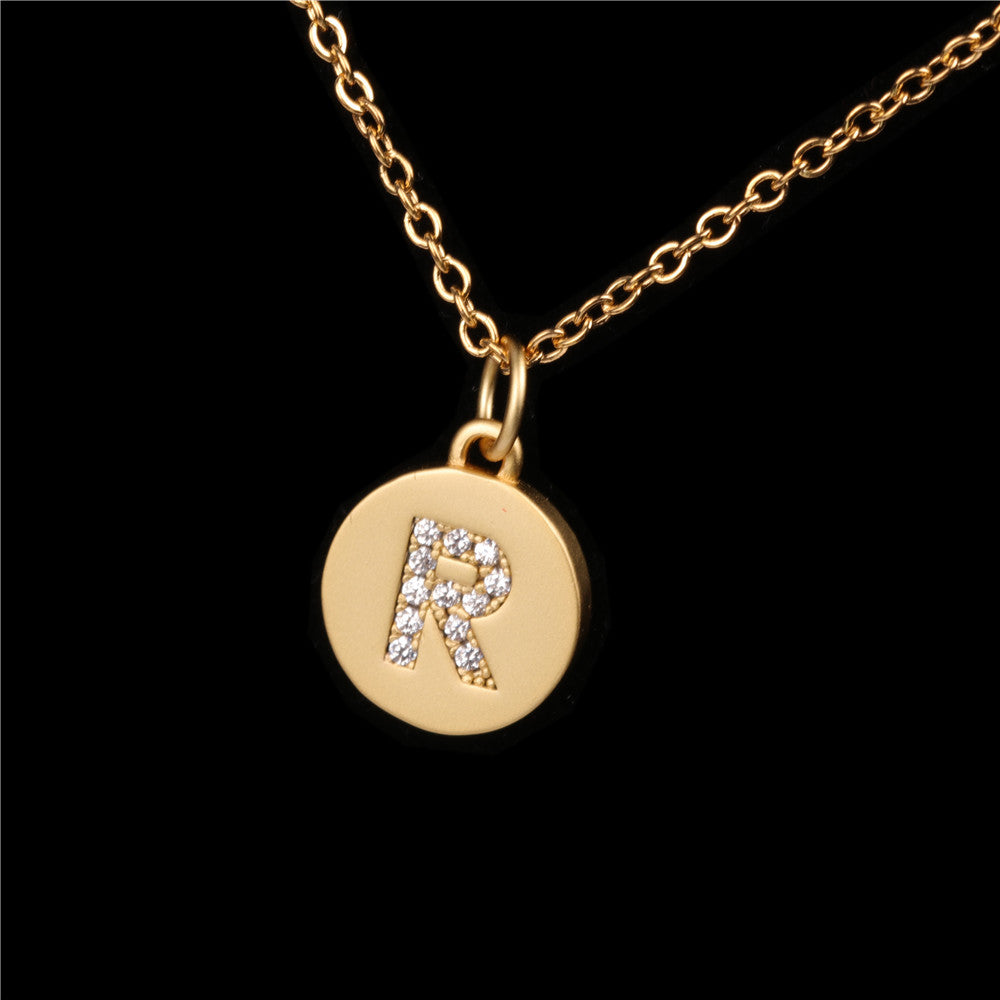 26 English Letter Pendant With Diamond Frosted Matte