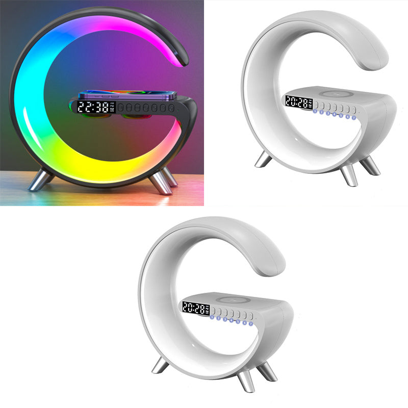 New Intelligent G Shaped LED Lamp Bluetooth Speaker Wireless Charger Atmosphere Lamp App Control For Bedroom Home Decor