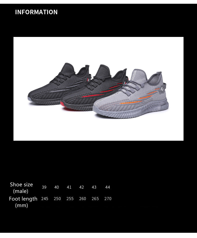 Men's Shoes Autumn Flying Woven Sports Shoes Men's Cloth Shoes Korean Fashion Soft Bottom Breathable Running Leisure Trendy Shoes