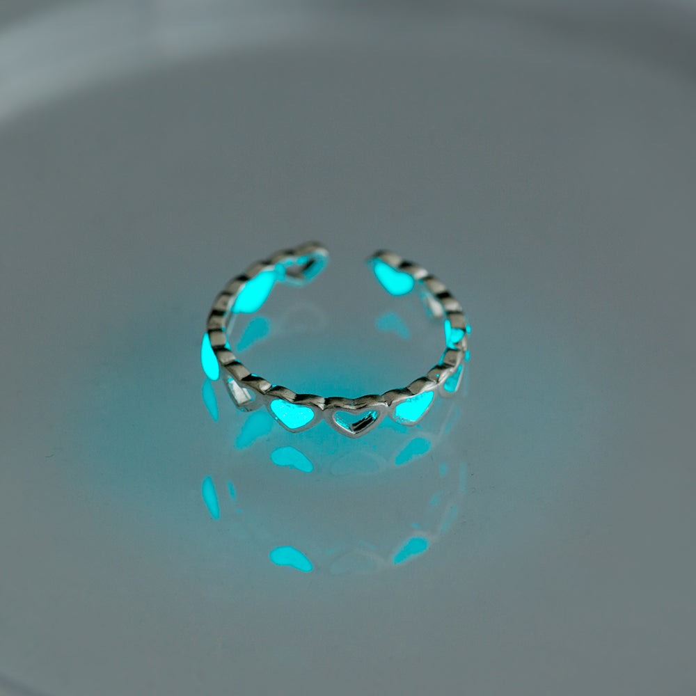 Luminous Heart Ring Glow-in-the-dark Adjustable Love Rings