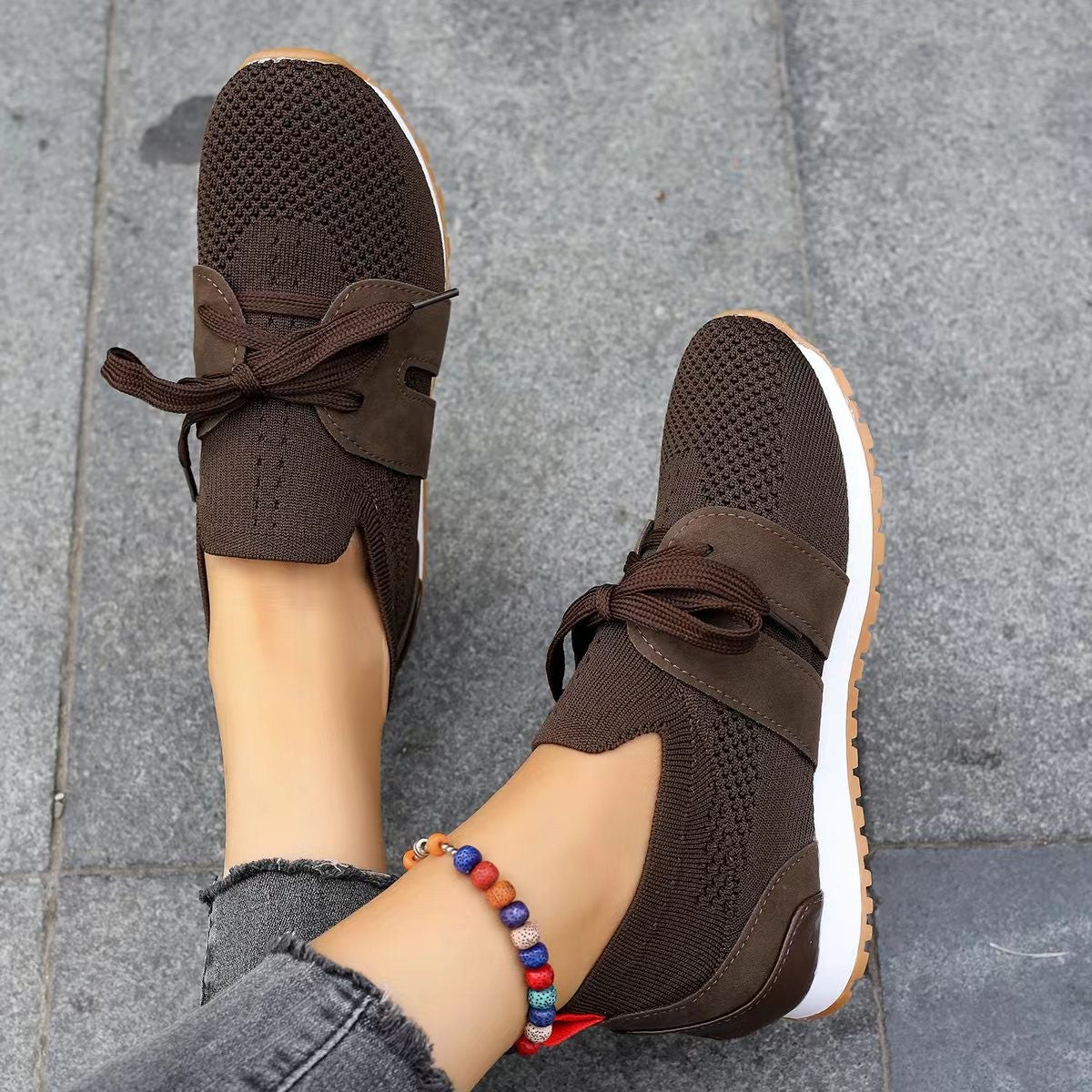 Women's Comfortable Fly Woven Mesh Lace-up Casual Shoes