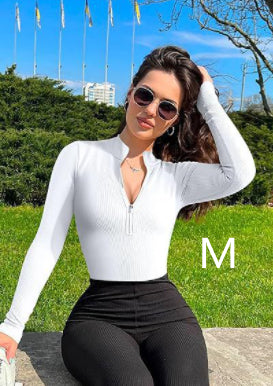 Women's Fashion Long-sleeve Zipper Jumpsuit