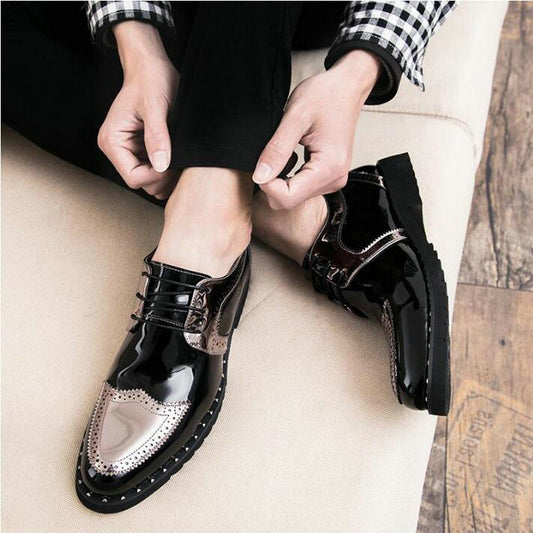 Summer British pointed casual leather shoes