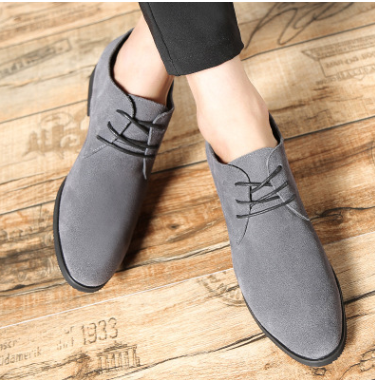 Winter, suede, low-cut men's shoes, business sanding, top layer, leather, breathable and velvet leather shoes, England