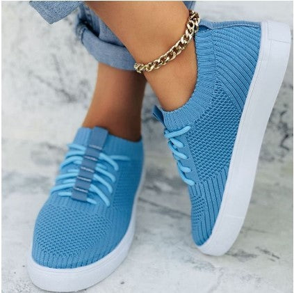 Candy-colored Flying Woven Flat Large Size Women's Casual Shoes