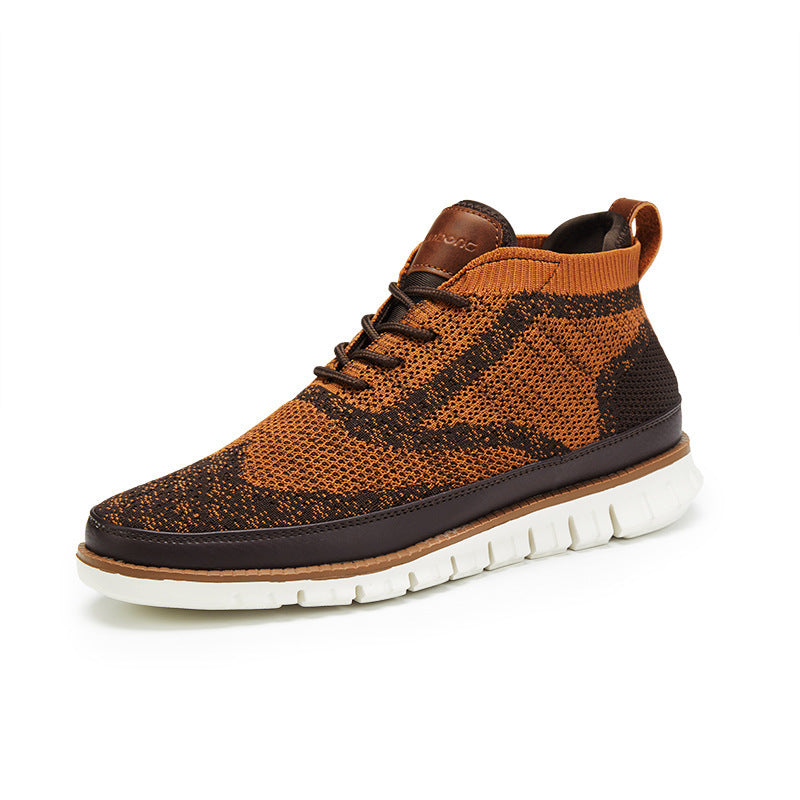 High-top Men's Flying Woven All-match Mesh Casual Shoes