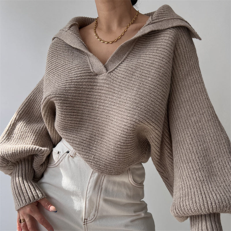 Spring And Autumn New Lapel Pullover Women's Sweater