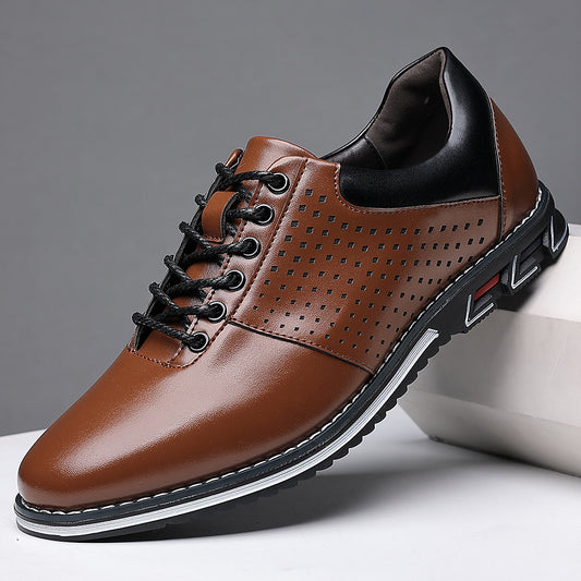 Height Increasing Insole Versatile Men's Autumn New British Style Casual Korean Leather Shoes