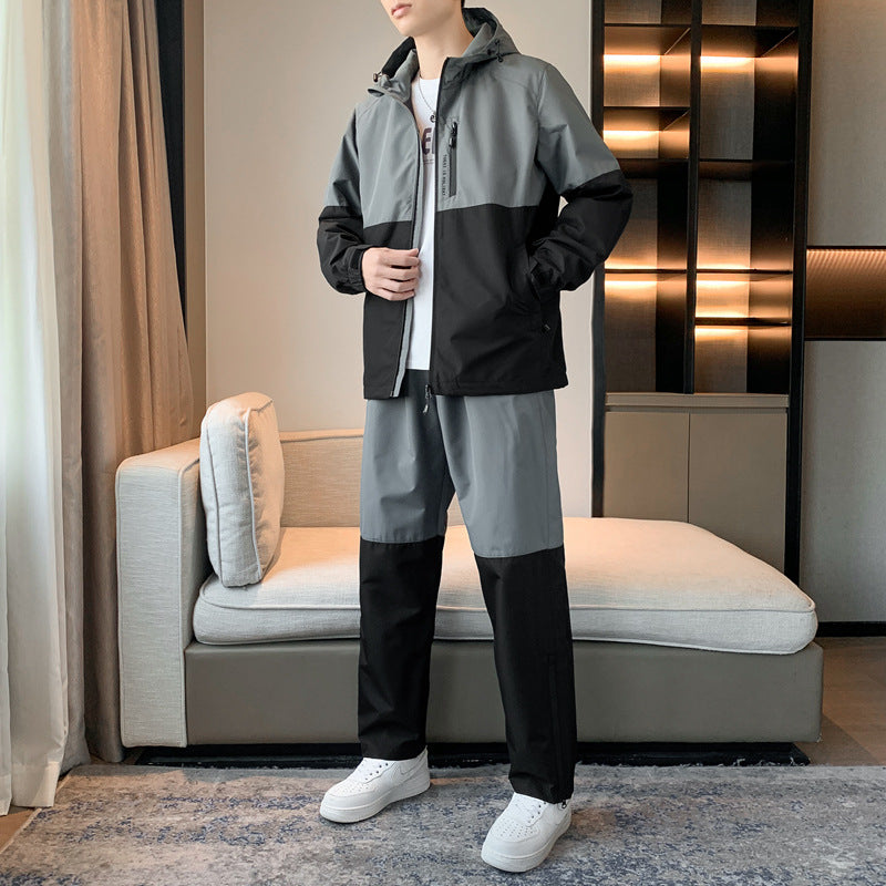 Men's Spring And Autumn Hooded Suit With Handsome Casual Sports Suit Jacket