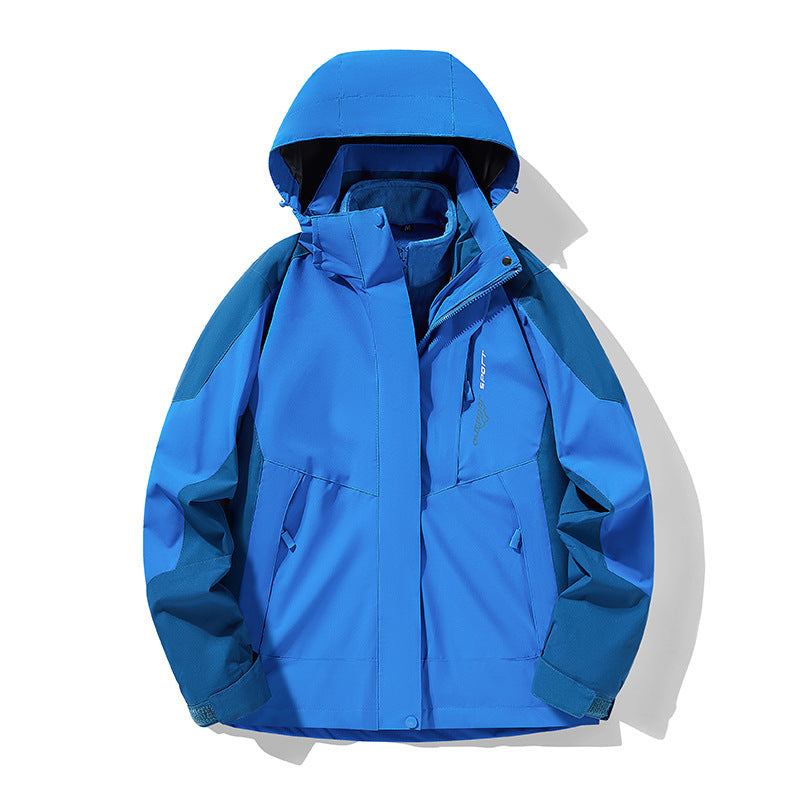 Three-in-one Removable Fleece-lined Thickened Waterproof Windproof Jacket Mountaineering