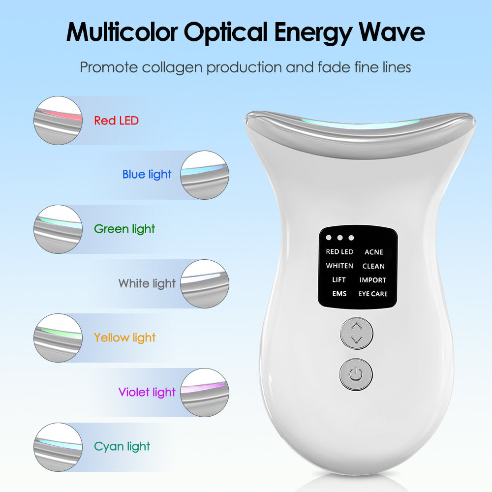 EMS Micro-current Three-color Color Light Temperature Sense Neck Massager