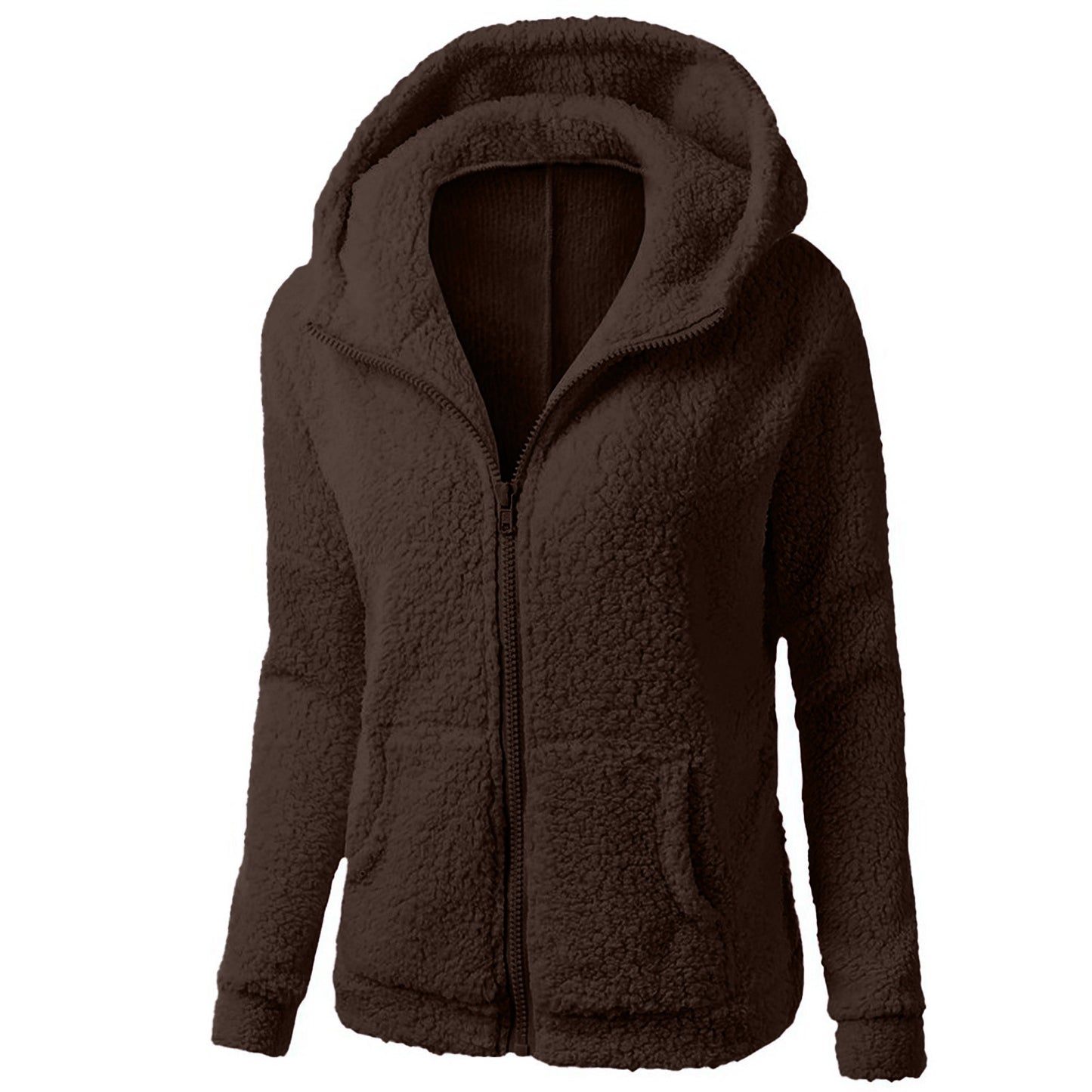 Fashion Zipper Hooded Fleece Shirt Sweater For Women