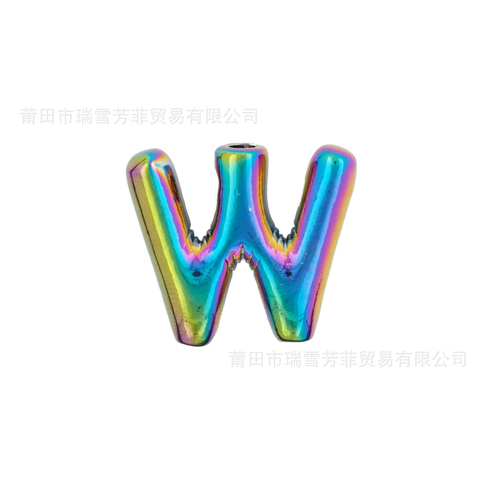 Colorful Balloon Letter Rainbow Couple Necklace Copper Pendant Accessories