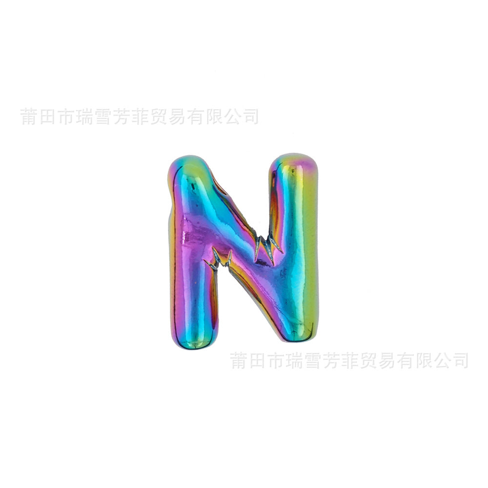 Colorful Balloon Letter Rainbow Couple Necklace Copper Pendant Accessories