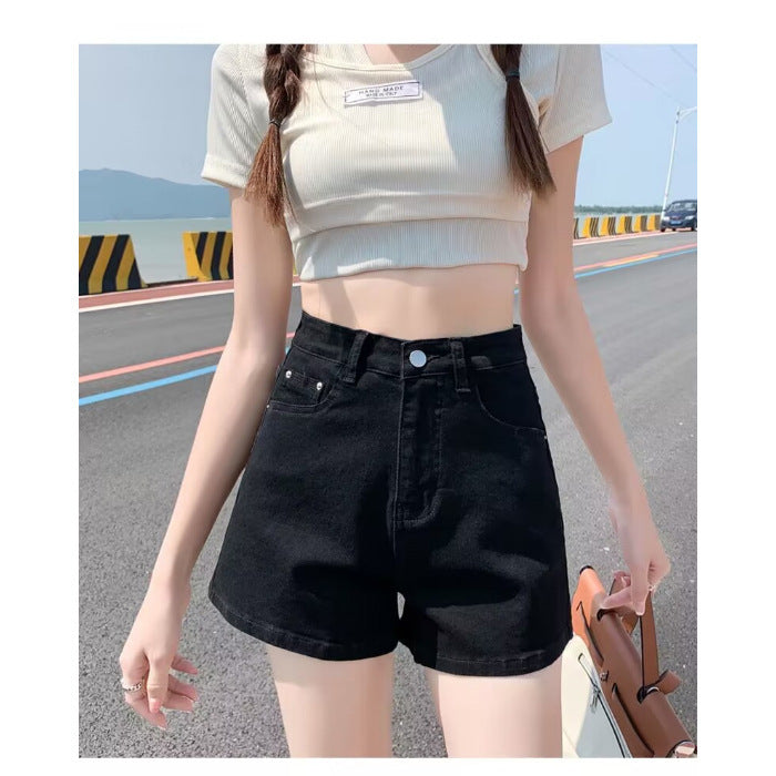 Cross-border Light Blue Denim Super Short Women's Summer Thin Hip Raise Slimming