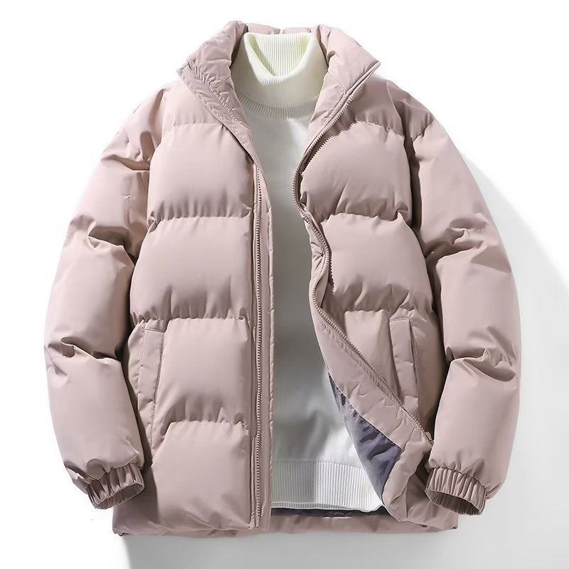 Solid Color Simple Stand-up Collar Thick Cotton-padded Jacket