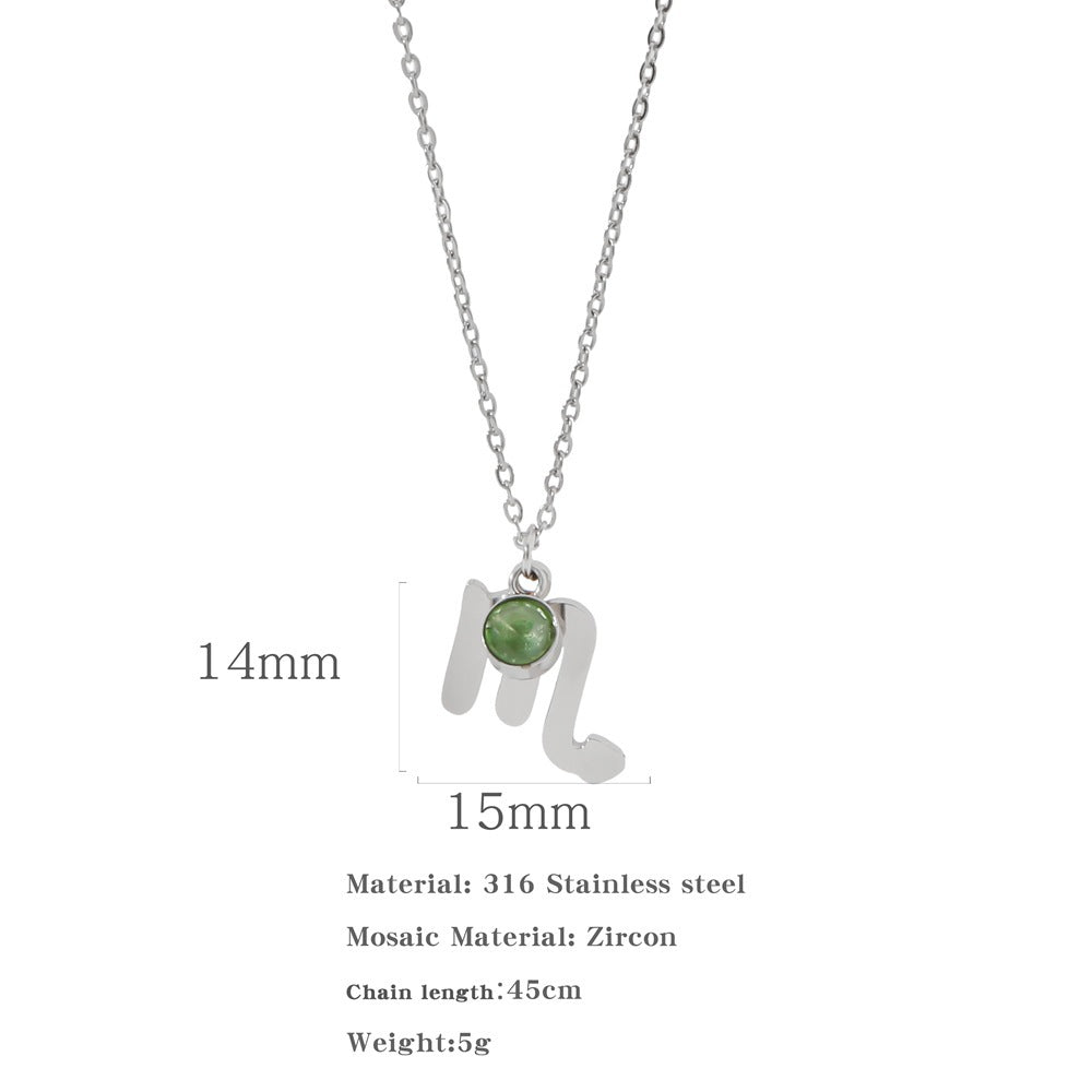 Necklace Stainless Steel Zircon Ornament