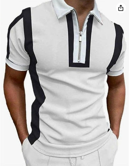 European And American Men's 3D Digital Printing Zipper Polo Shirt Plus Size