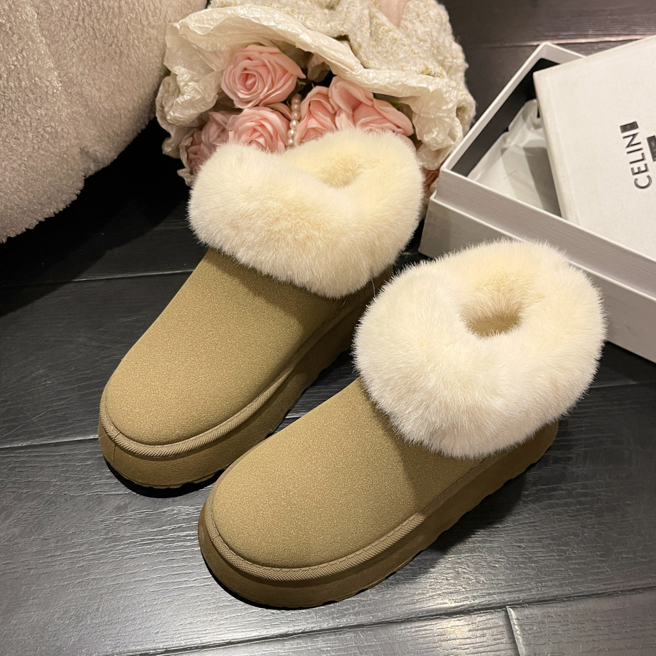 Korean Version Round Toe Slip-on Short Snow Boots